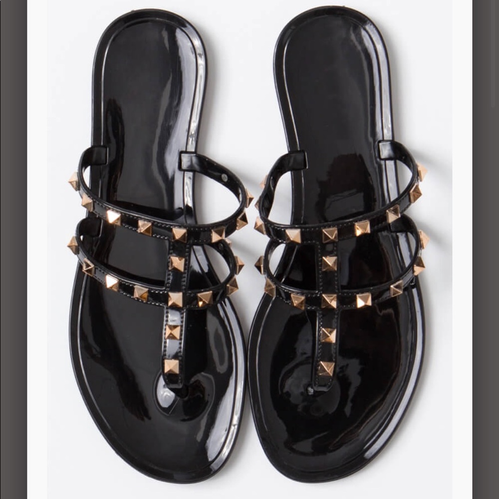 Designer inspired studded jelly sandals